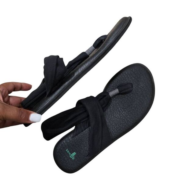 Sanuk Yoga Sling 2 Flip Flop Sandals Women's 9 Black Slip On Flat Heel Casual - Picture 4 of 5